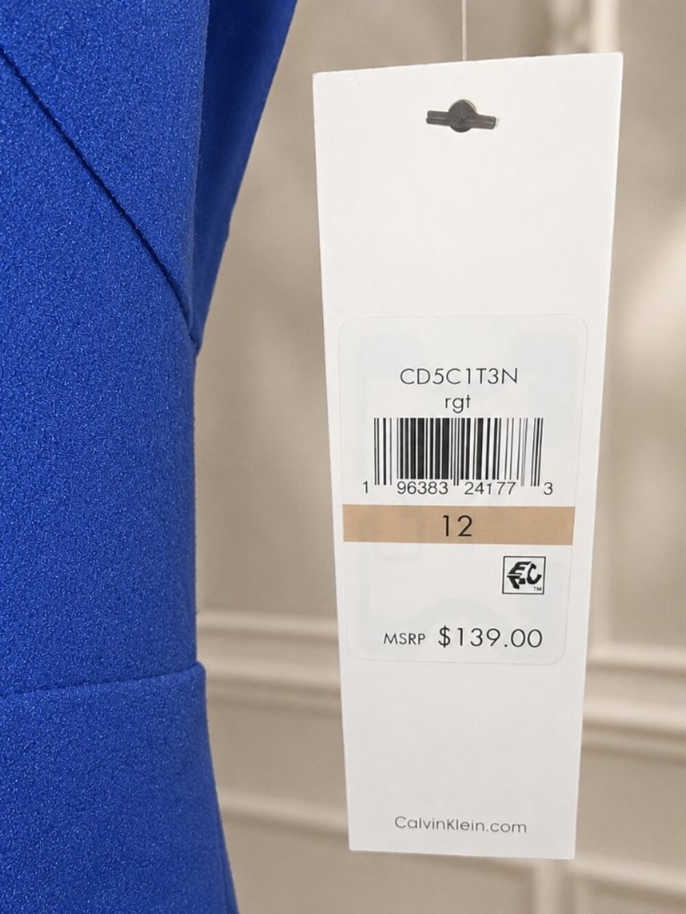 Calvin Klein Royal Blue Midi Sheath Dress, size 12 NWT - Picture 5 of 6